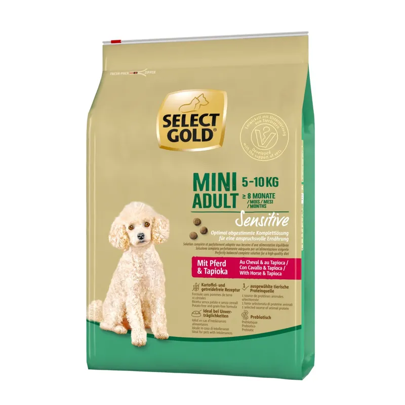 Select Gold Mini Sensitive Adult Pferd mitTapioka 4 kg Wochenendangebot